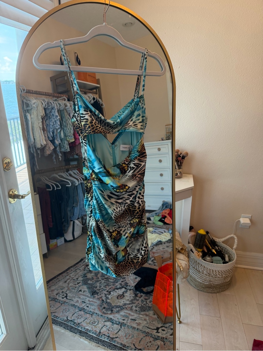 Tiger Mist Teal Animal Print Mini Dress